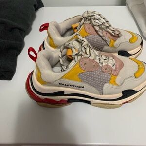Balenciaga Kids Triple S Style Multi-Color Sneakers — Yellow/Pink/Red/Black